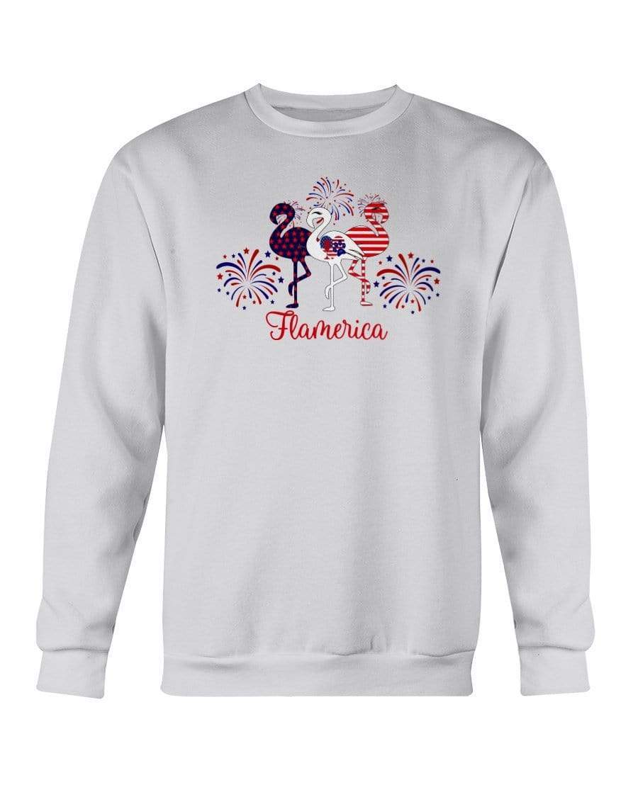 Sweatshirts Ash / S Winey Bitches Co "Flamerica" Patriotic Flamingo Sweatshirt - Crew WineyBitchesCo