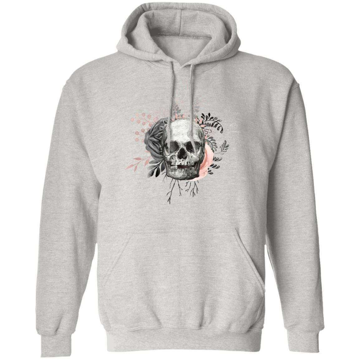 Sweatshirts Ash / S Winey Bitches Co Floral Skull Design #4 Pullover Hoodie 8 oz. WineyBitchesCo