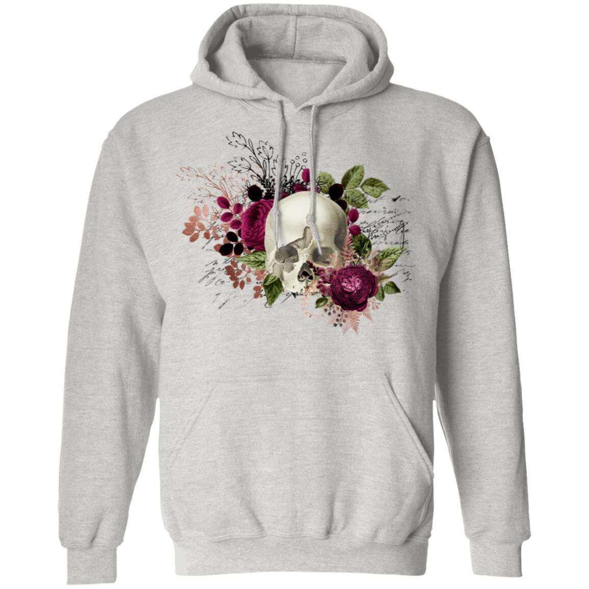 Sweatshirts Ash / S Winey Bitches Co Floral Skull Design #6 Pullover Hoodie 8 oz. WineyBitchesCo