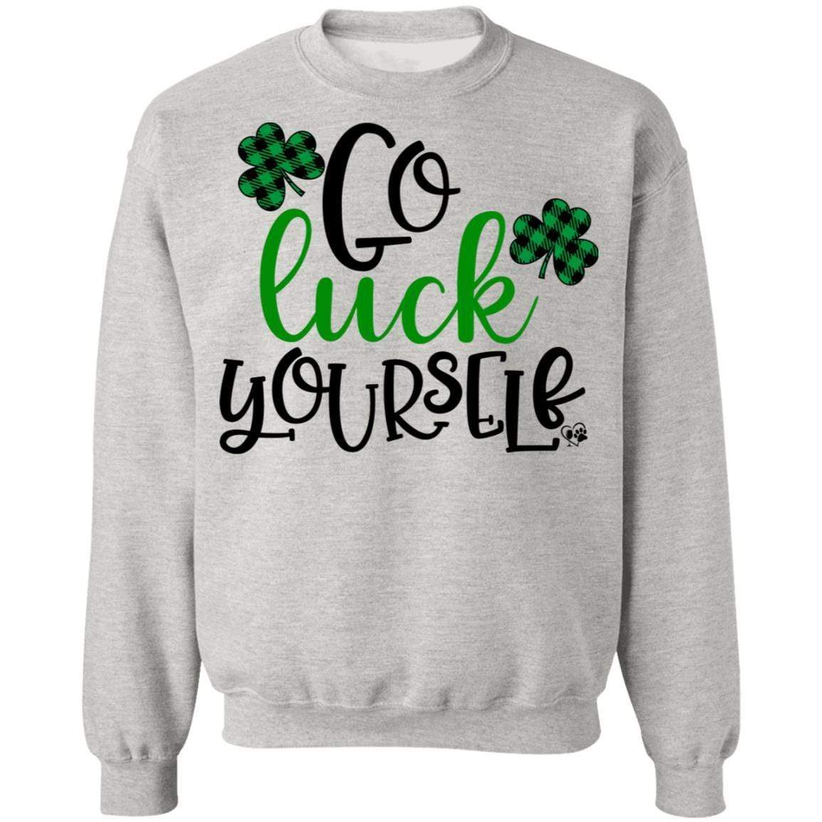 Sweatshirts Ash / S Winey Bitches Co "Go Luck Yourself" Crewneck Pullover Sweatshirt  8 oz. WineyBitchesCo