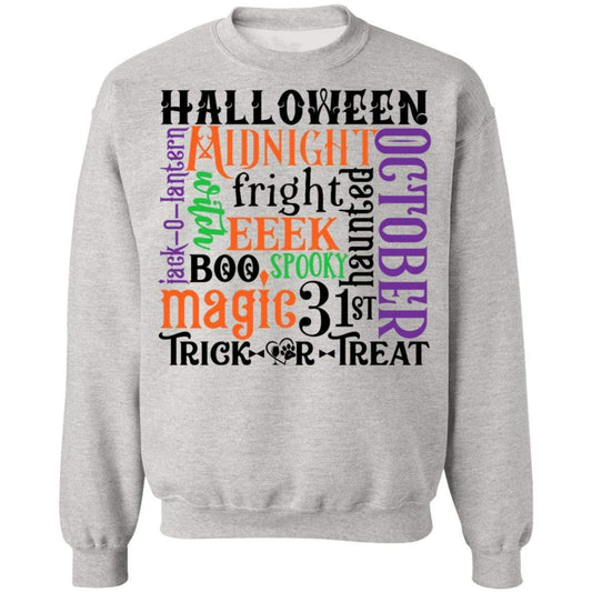 Sweatshirts Ash / S Winey Bitches Co "Halloween Word Jumble" Crewneck Pullover Sweatshirt  8 oz. WineyBitchesCo