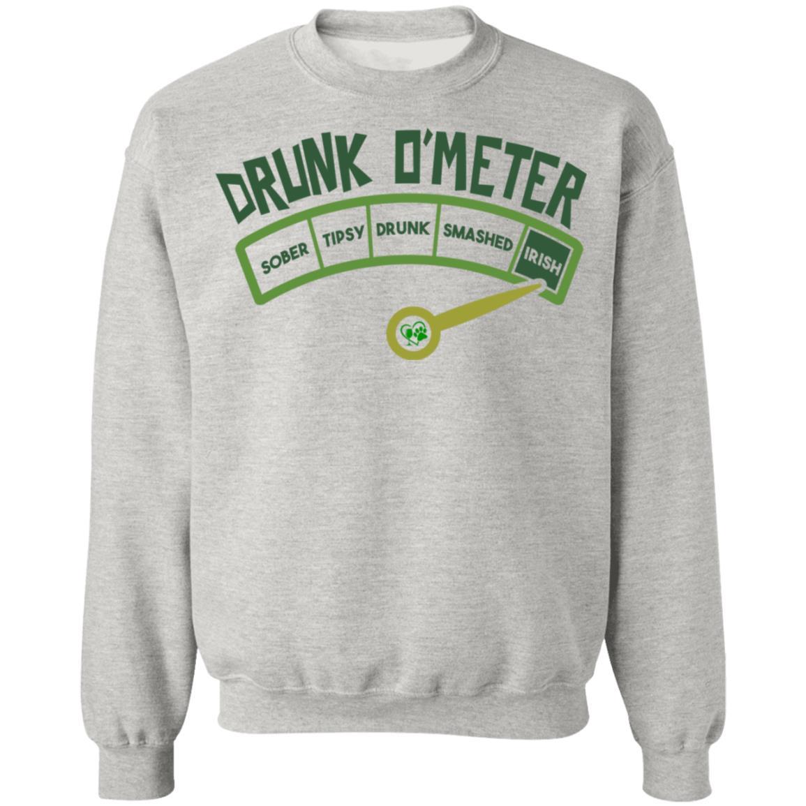 Sweatshirts Ash / S Winey Bitches Co "Irish Drunk O'Meter Crewneck Pullover Sweatshirt  8 oz. WineyBitchesCo