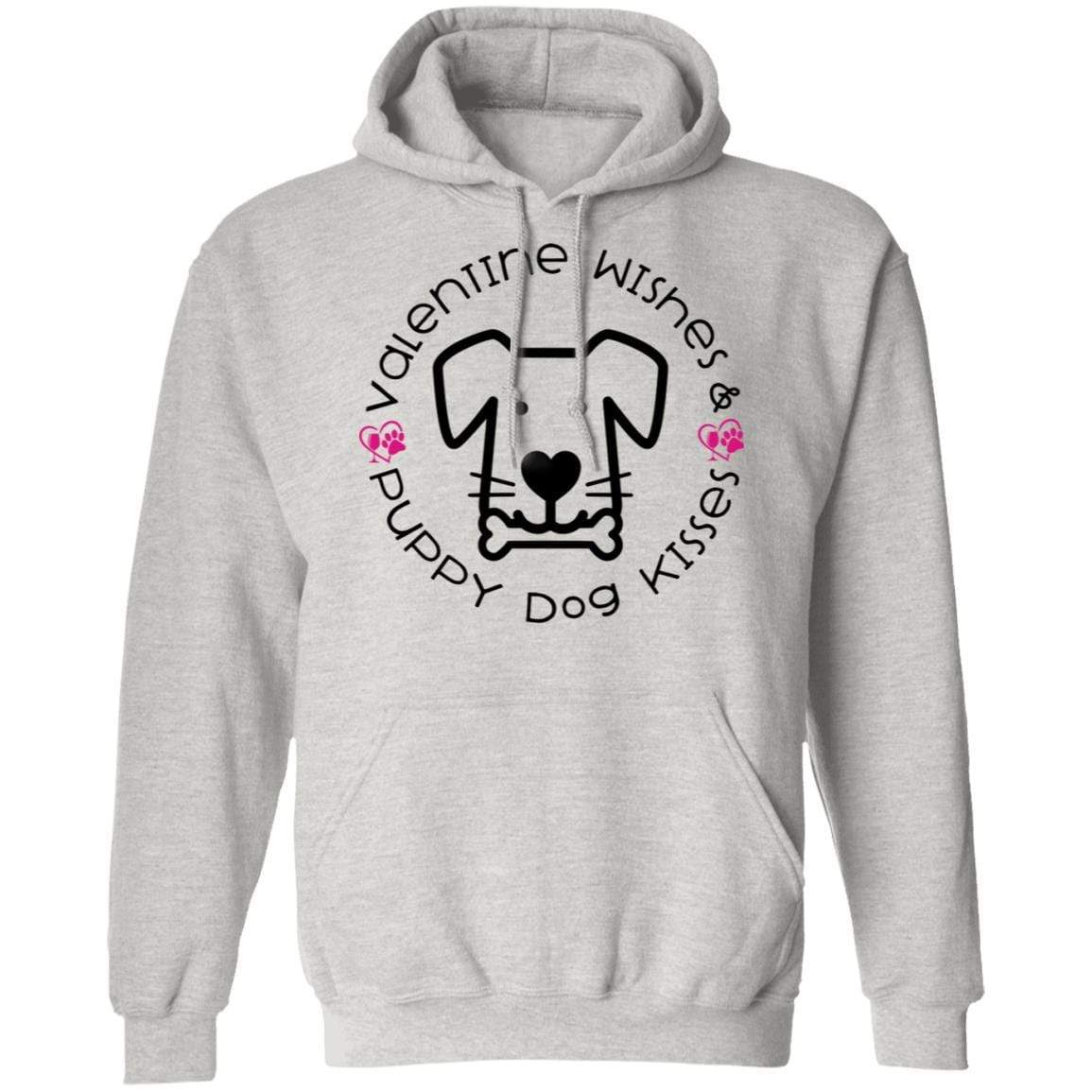 Sweatshirts Ash / S Winey Bitches Co Valentine Wishes and Puppy Dog Kisses" (Dog) Pullover Hoodie 8 oz. WineyBitchesCo