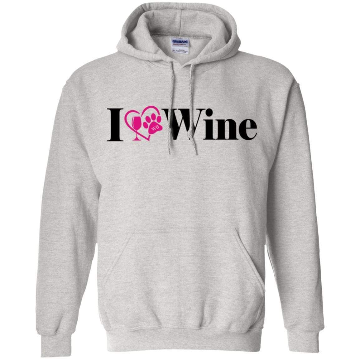 Sweatshirts Ash / S WineyBitches.Co "I Love Wine" Gildan Pullover Hoodie 8 oz. WineyBitchesCo