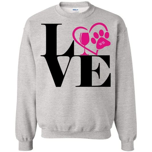 Sweatshirts Ash / S WineyBitches.Co "Love Paw 2" Crewneck Pullover Sweatshirt  8 oz. WineyBitchesCo