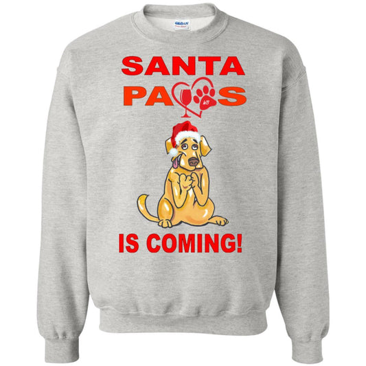 Sweatshirts Ash / S WineyBitches.co "Santa Paws Is Coming" Crewneck Pullover Sweatshirt  8 oz. WineyBitchesCo