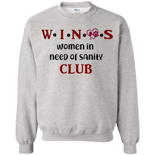 Sweatshirts Ash / S WineyBitches.Co WINOS Club Crewneck Pullover Sweatshirt  8 oz. (Burg Lettering) WineyBitchesCo