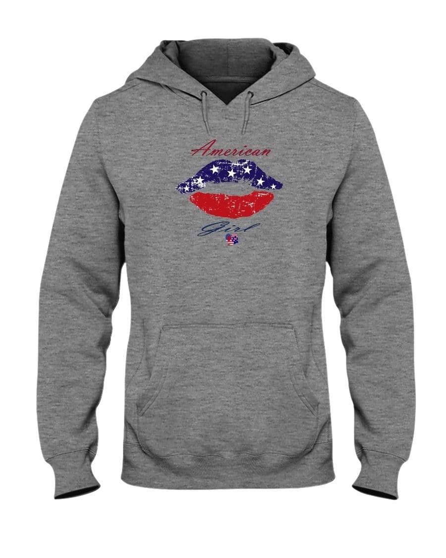 Sweatshirts Athletic Heather / S Winey Bitches Co "American Girl" 50/50 Hoodie WineyBitchesCo