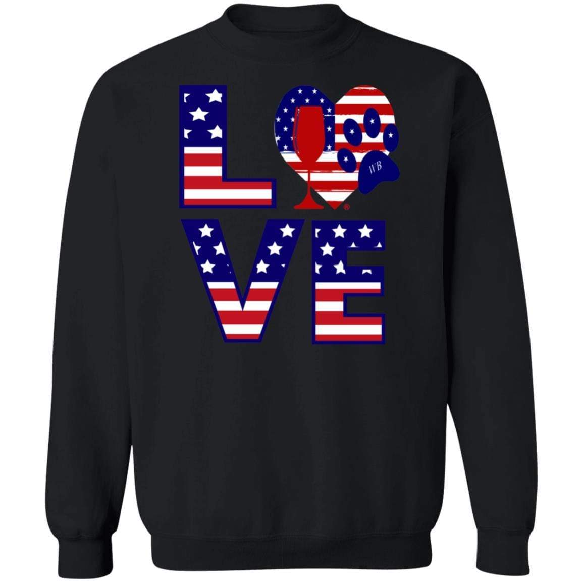 Sweatshirts Black / S Winey Bitches Co "American Love Paw" Crewneck Pullover Sweatshirt  8 oz. WineyBitchesCo