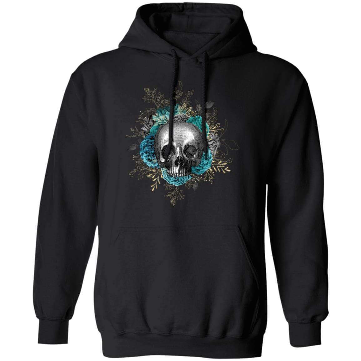 Sweatshirts Black / S Winey Bitches Co Floral Skull Design #3 Pullover Hoodie 8 oz. WineyBitchesCo