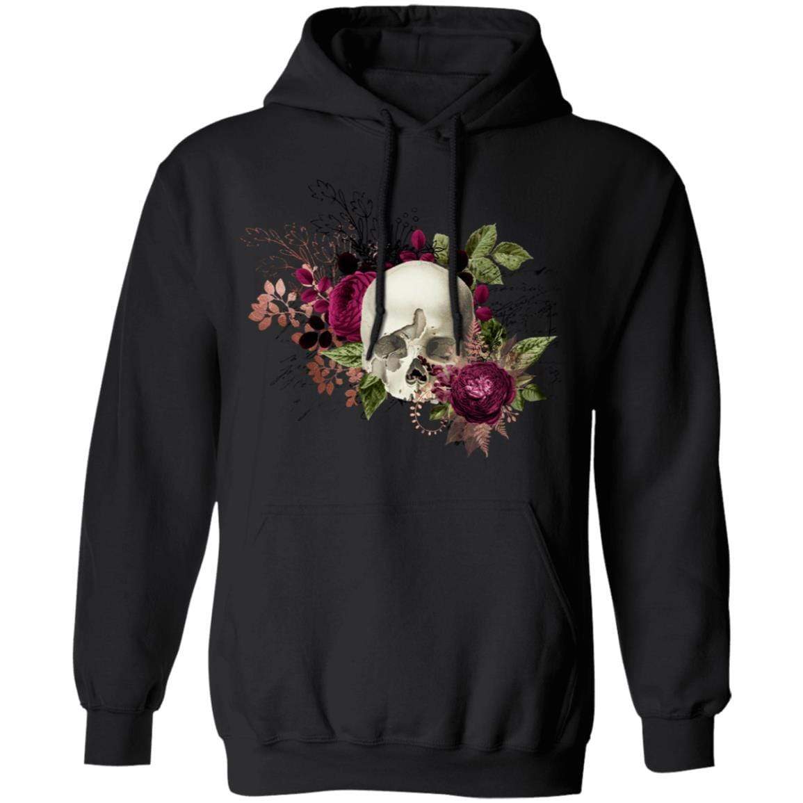 Sweatshirts Black / S Winey Bitches Co Floral Skull Design #6 Pullover Hoodie 8 oz. WineyBitchesCo