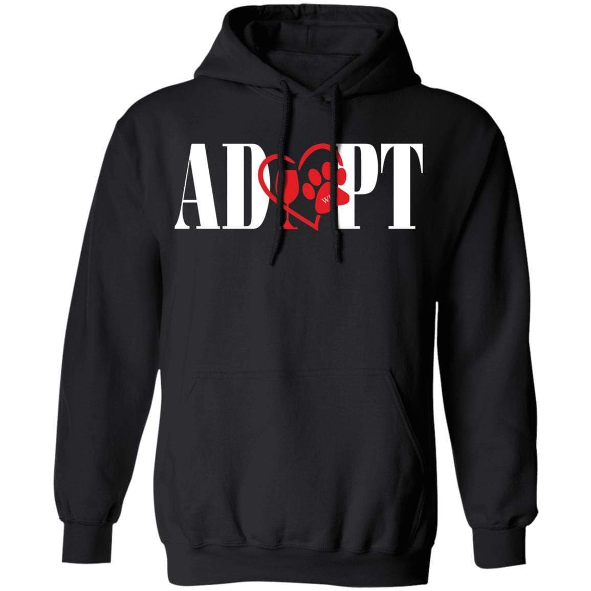 Sweatshirts Black / S WineyBitches.Co “Adopt” Pullover Hoodie 8 oz.-Red Heart-White Lettering WineyBitchesCo