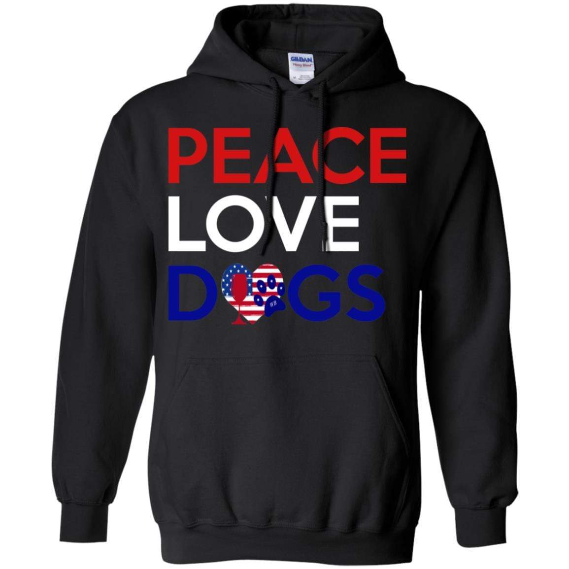 Sweatshirts Black / S WineyBitches.Co Peace Love Dogs Pullover Hoodie 8 oz. WineyBitchesCo