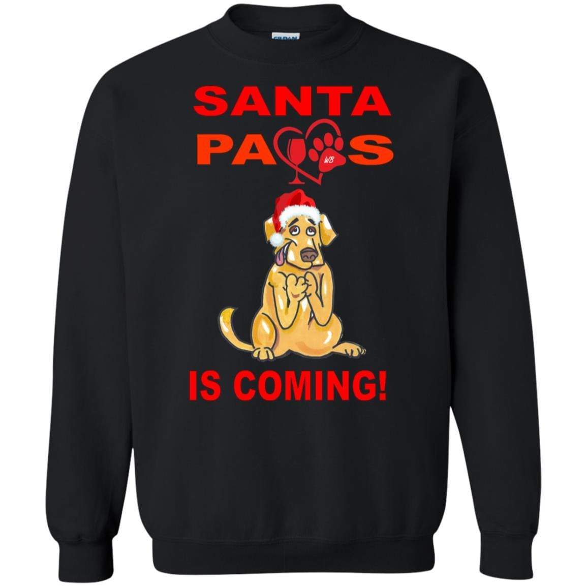 Sweatshirts Black / S WineyBitches.co "Santa Paws Is Coming" Crewneck Pullover Sweatshirt  8 oz. WineyBitchesCo