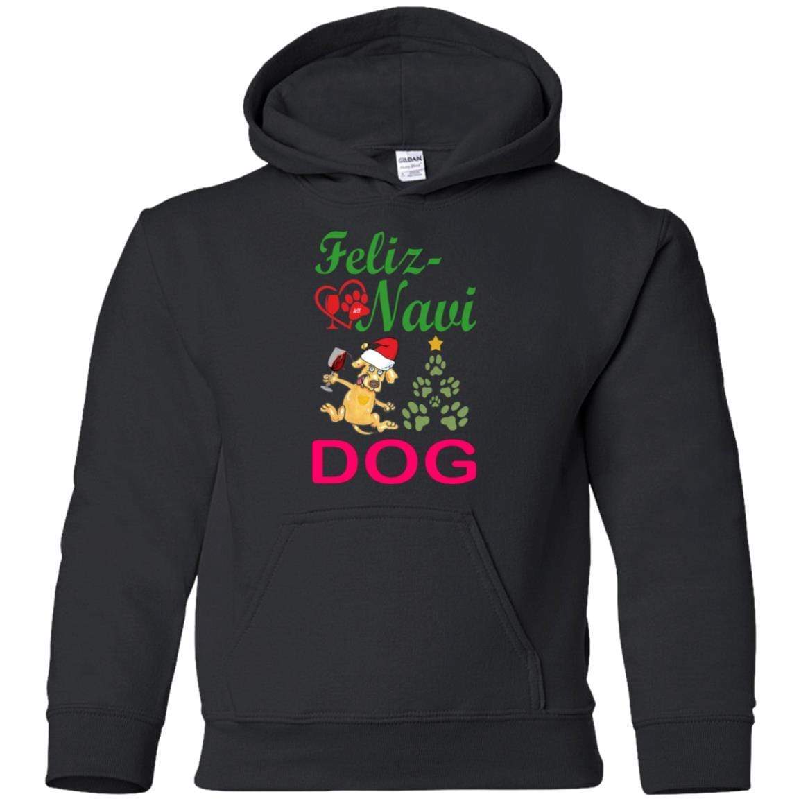 Sweatshirts Black / YS WineyBitches.co Feliz Navi Dog Youth Pullover Hoodie WineyBitchesCo