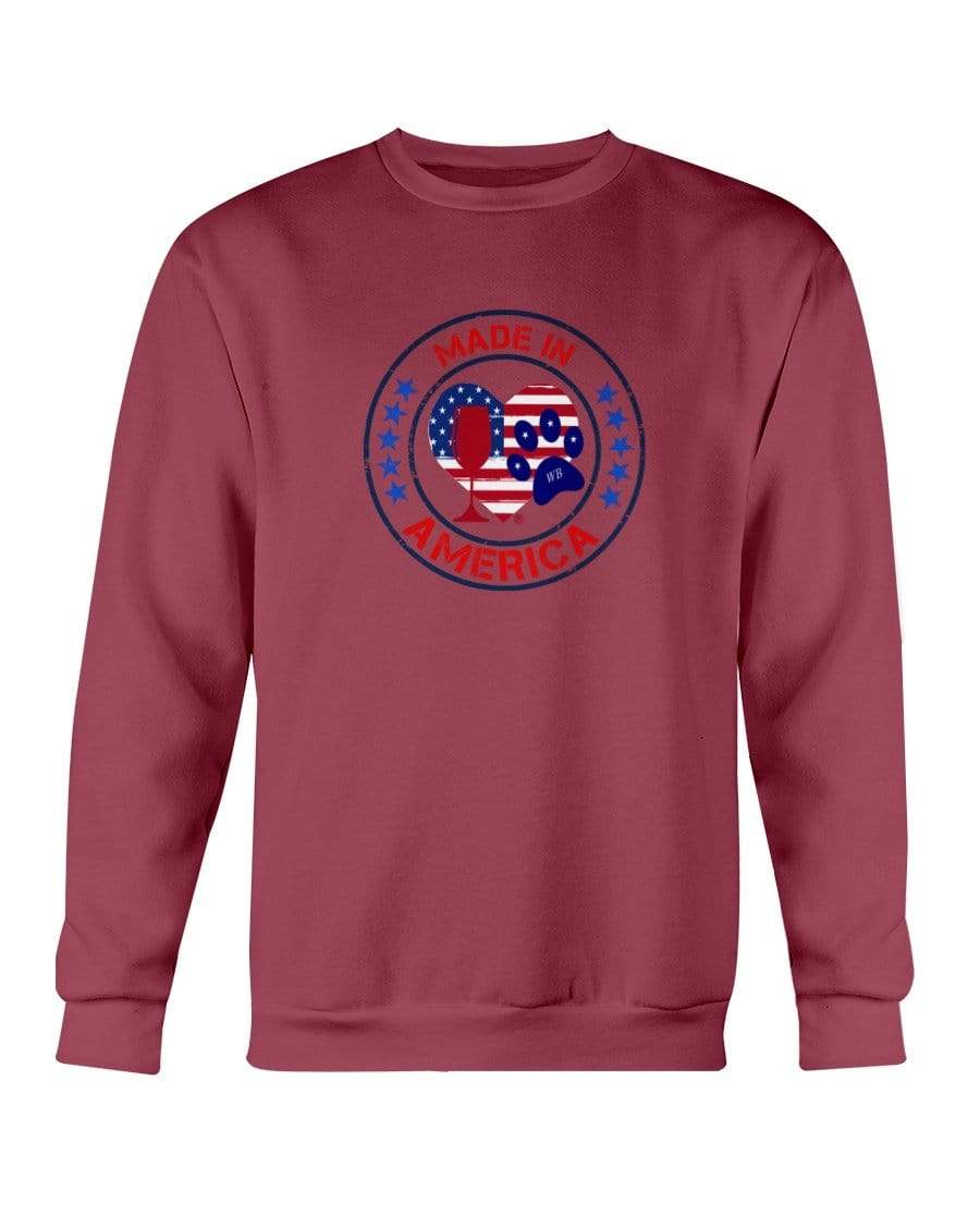 Sweatshirts Cardinal Red / S Winey Bitches Co "Made In America" Sweatshirt - Crew WineyBitchesCo