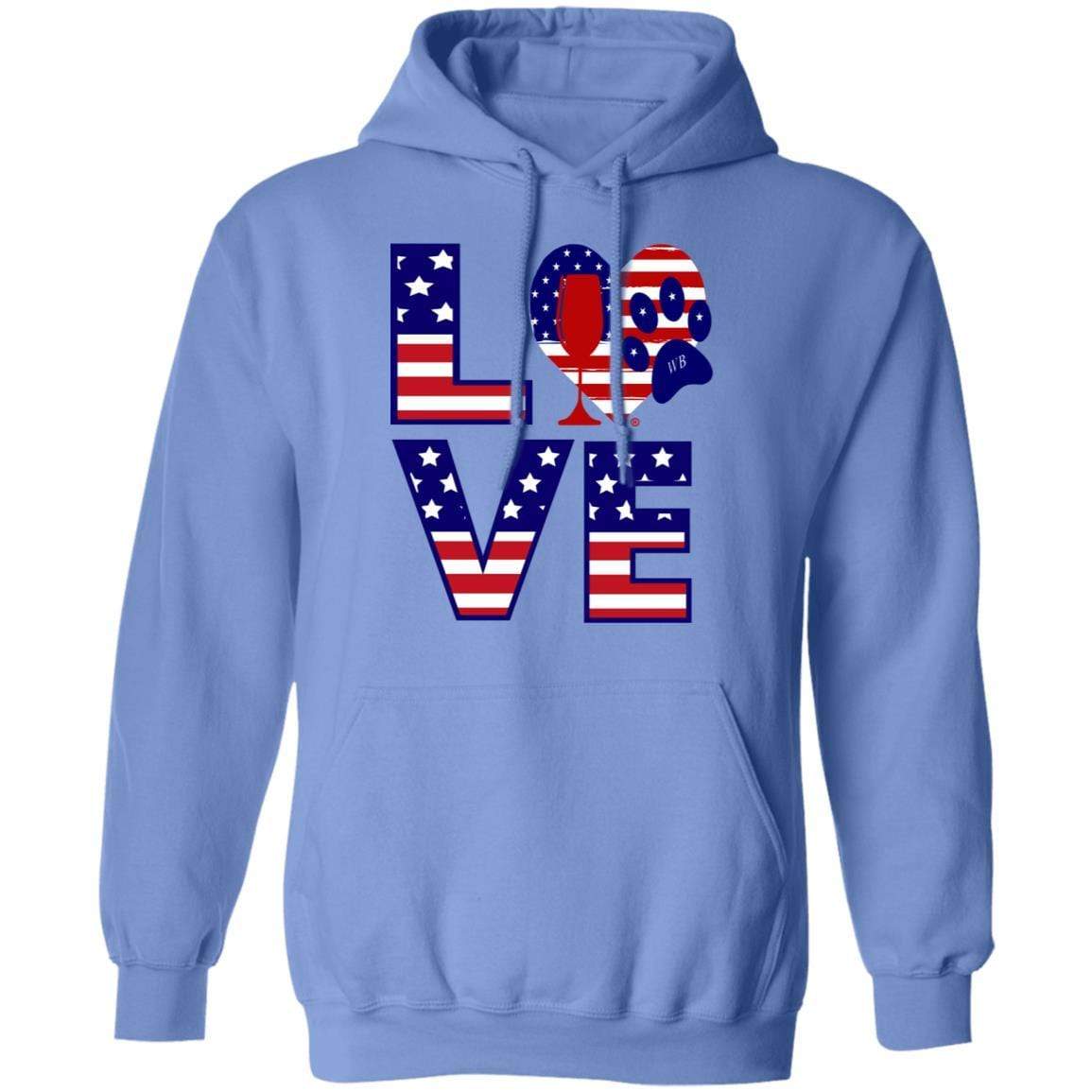 Sweatshirts Carolina Blue / S Winey Bitches Co "American Love Paw" Pullover Hoodie 8 oz. WineyBitchesCo