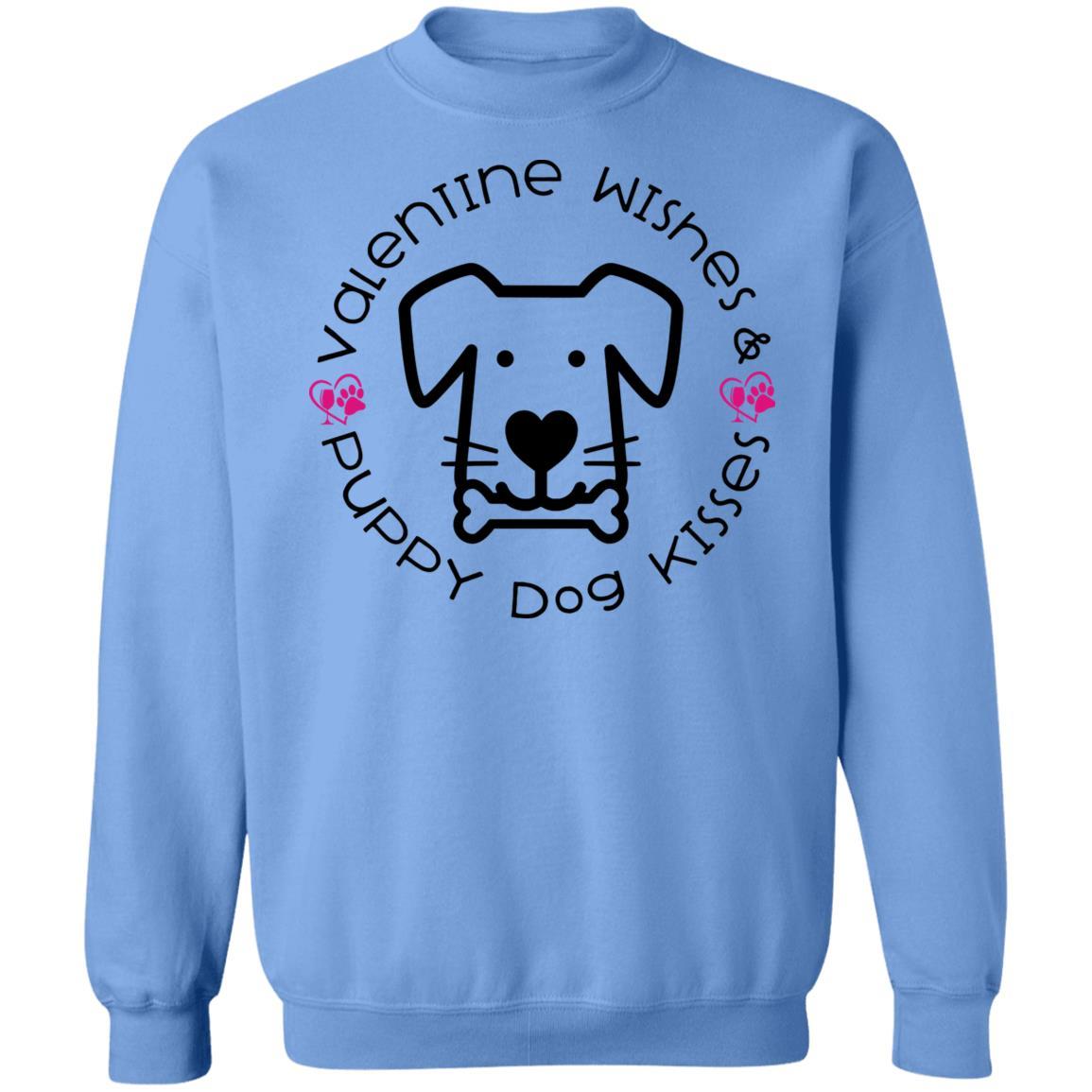 Sweatshirts Carolina Blue / S Winey Bitches Co Crewneck 'Valentine Wishes and Puppy Dog Kisses" (Dog) Pullover Sweatshirt  8 oz. WineyBitchesCo
