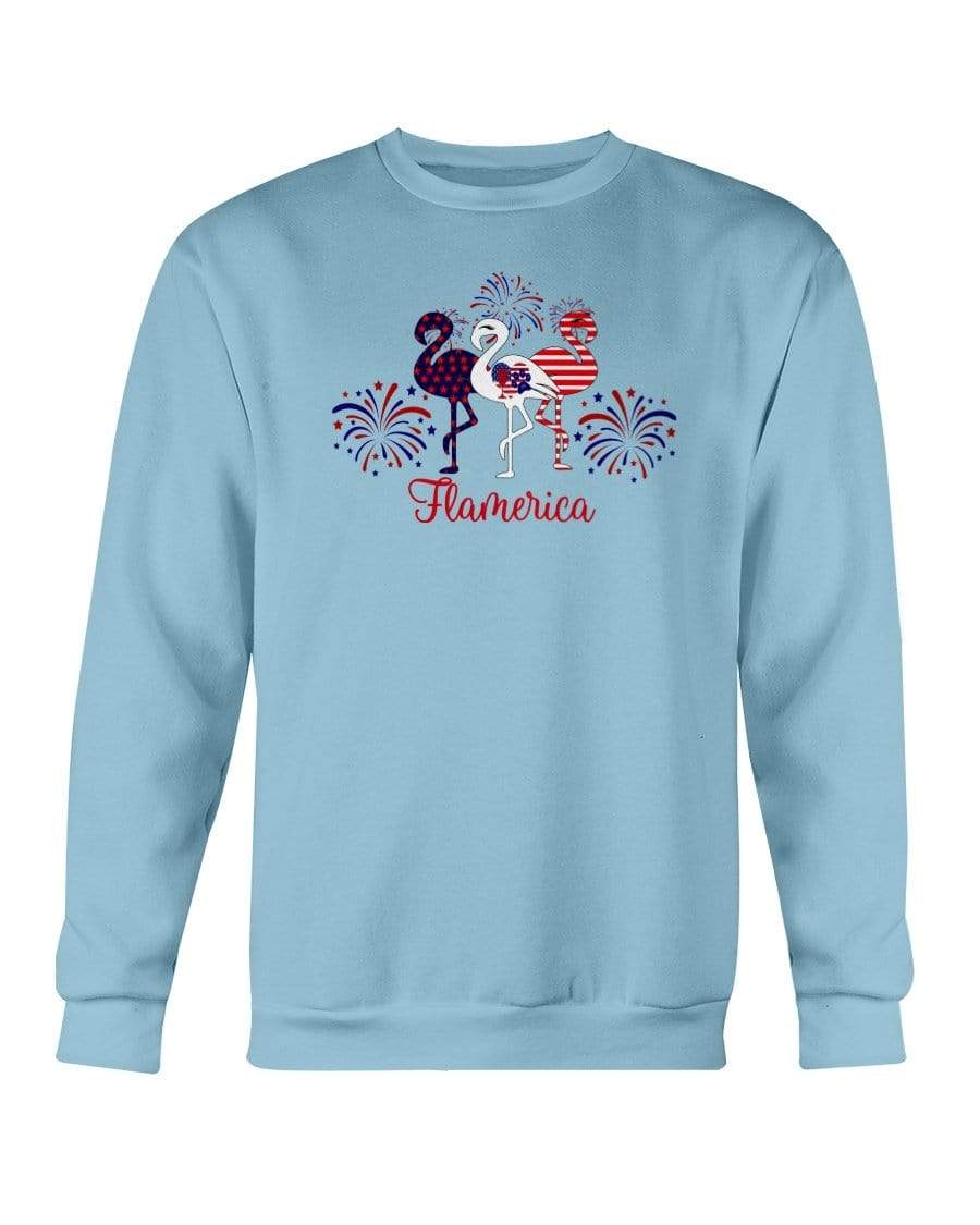 Sweatshirts Carolina Blue / S Winey Bitches Co "Flamerica" Patriotic Flamingo Sweatshirt - Crew WineyBitchesCo
