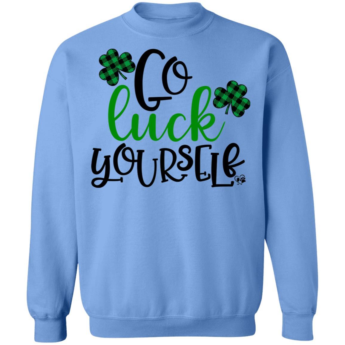 Sweatshirts Carolina Blue / S Winey Bitches Co "Go Luck Yourself" Crewneck Pullover Sweatshirt  8 oz. WineyBitchesCo