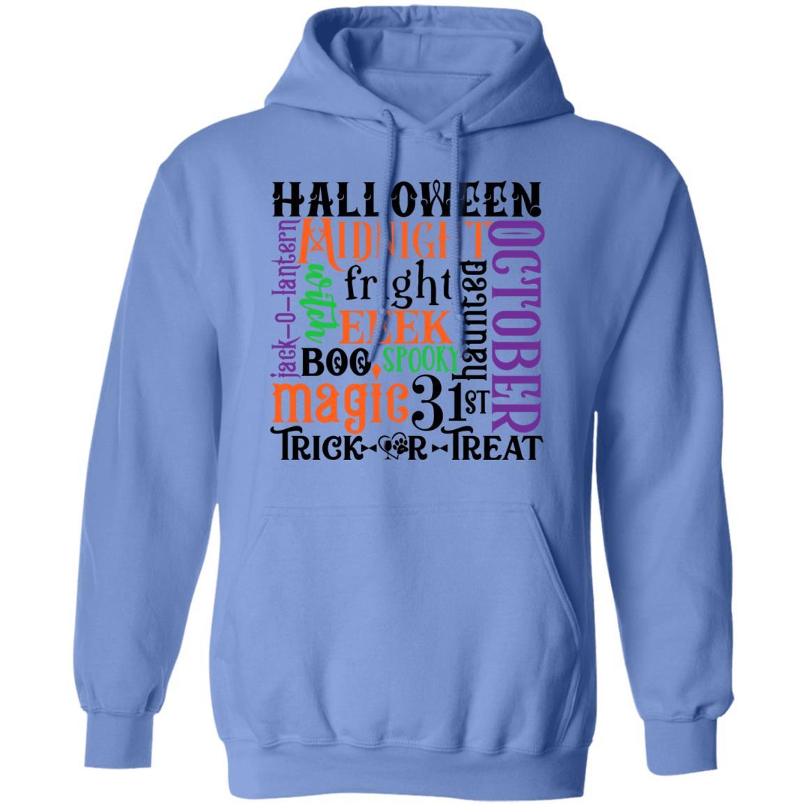 Sweatshirts Carolina Blue / S Winey Bitches Co "Halloween Word Jumble" Pullover Hoodie 8 oz. WineyBitchesCo
