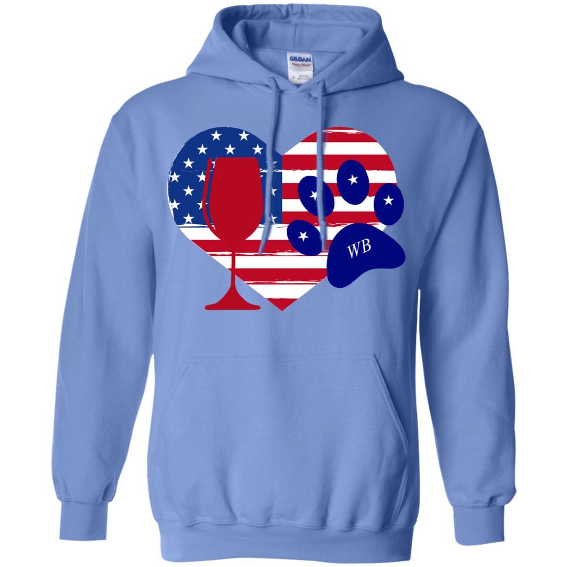 Sweatshirts Carolina Blue / S WineyBitches.Co American Wine Paw Heart Pullover Hoodie 8 oz. WineyBitchesCo