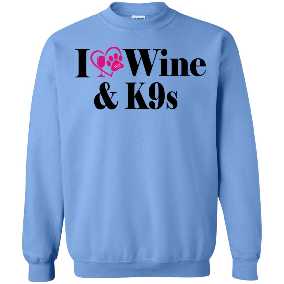 Sweatshirts Carolina Blue / S WineyBitches.Co "I Love Wine and K9s" Crewneck Pullover Sweatshirt  8 oz. WineyBitchesCo