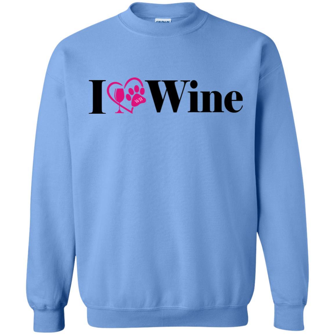 Sweatshirts Carolina Blue / S WineyBitches.Co "I Love Wine" Gildan Crewneck Pullover Sweatshirt  8 oz. WineyBitchesCo