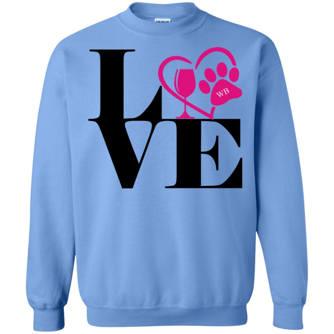 Sweatshirts Carolina Blue / S WineyBitches.Co "Love Paw 2" Crewneck Pullover Sweatshirt  8 oz. WineyBitchesCo