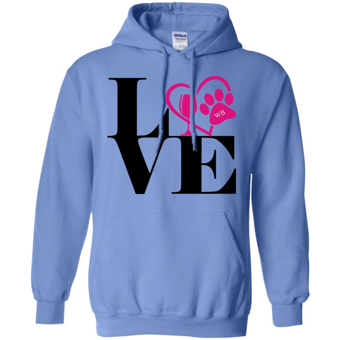 Sweatshirts Carolina Blue / S WineyBitches.Co "Love Paw 2" Pullover Hoodie 8 oz. WineyBitchesCo