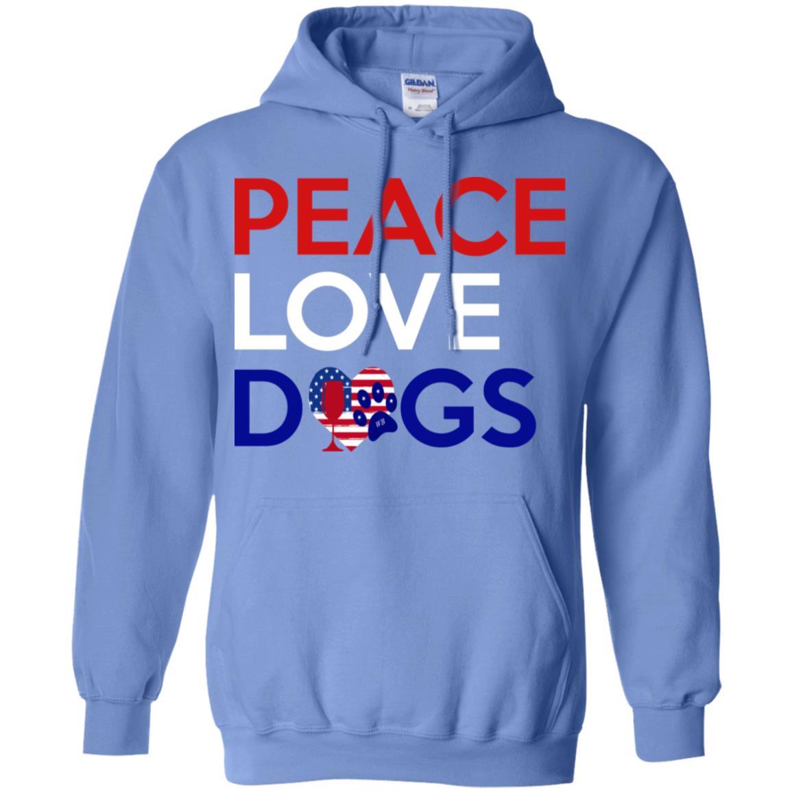 Sweatshirts Carolina Blue / S WineyBitches.Co Peace Love Dogs Pullover Hoodie 8 oz. WineyBitchesCo