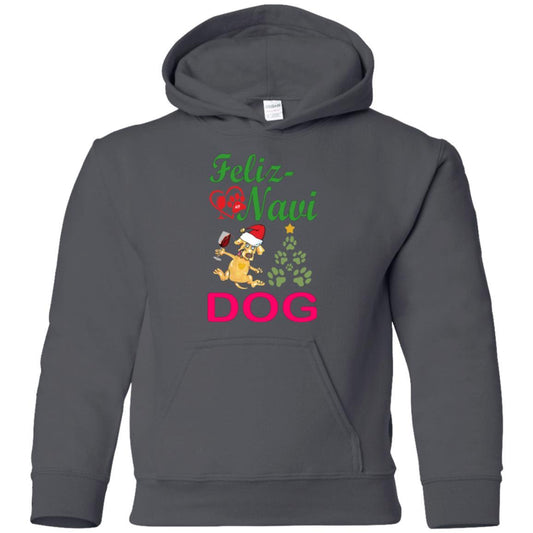 Sweatshirts Charcoal / YS WineyBitches.co Feliz Navi Dog Youth Pullover Hoodie WineyBitchesCo