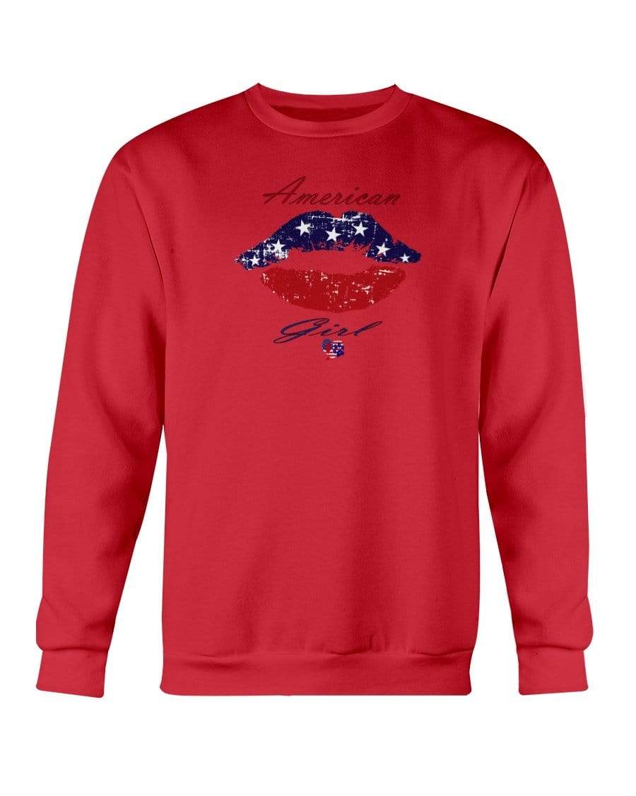 Sweatshirts Cherry Red / S Winey Bitches Co "American Girl" Sweatshirt - Crew WineyBitchesCo