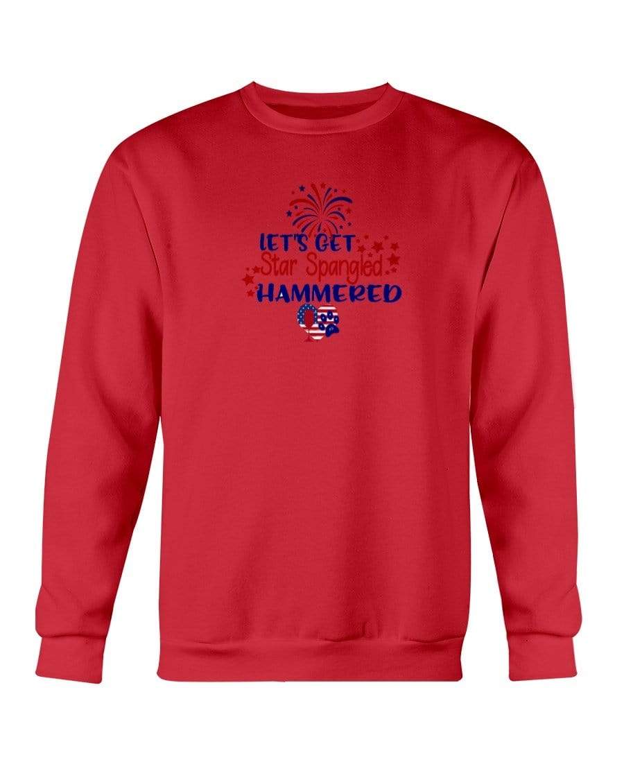 Sweatshirts Cherry Red / S Winey Bitches Co "Let's Get Star Spangled Hammered" Sweatshirt - Crew WineyBitchesCo