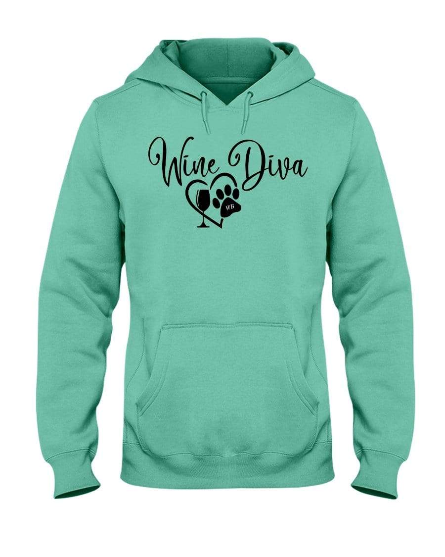 Sweatshirts Cool Mint / L Winey Bitches Co "Wine Diva 2" 50/50 Hoodie WineyBitchesCo