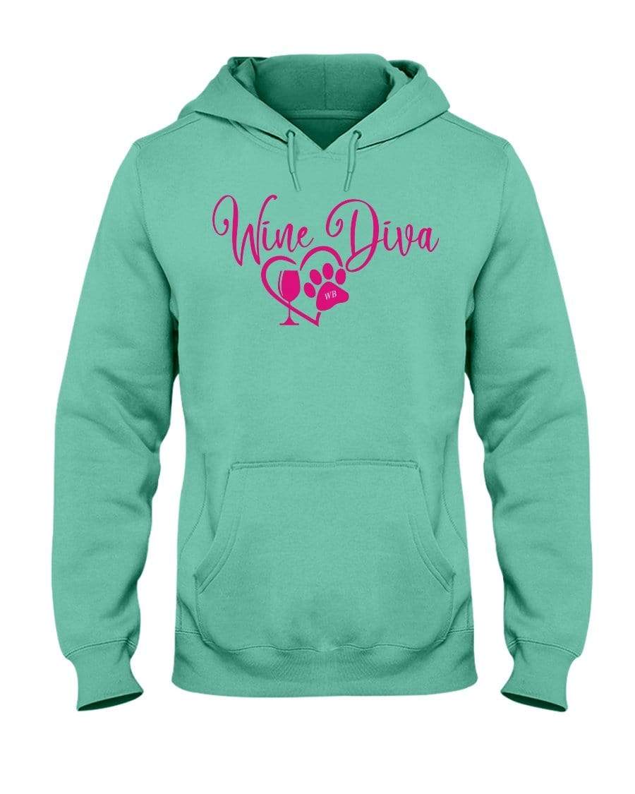 Sweatshirts Cool Mint / L Winey Bitches Co "Wine Diva 2" 50/50 Hoodie WineyBitchesCo