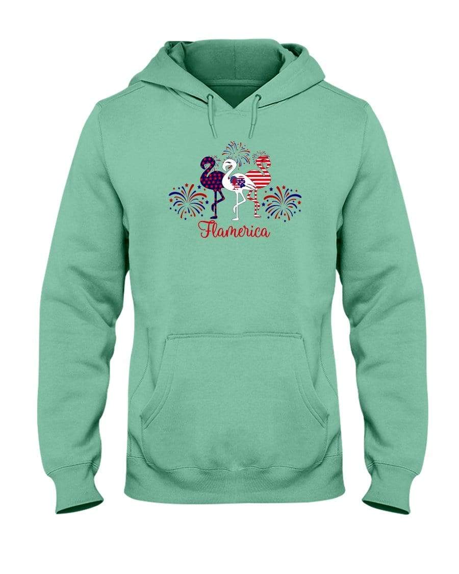 Sweatshirts Cool Mint / S Winey Bitches Co "Flamerica" Patriotic Flamingo 50/50 Hoodie WineyBitchesCo