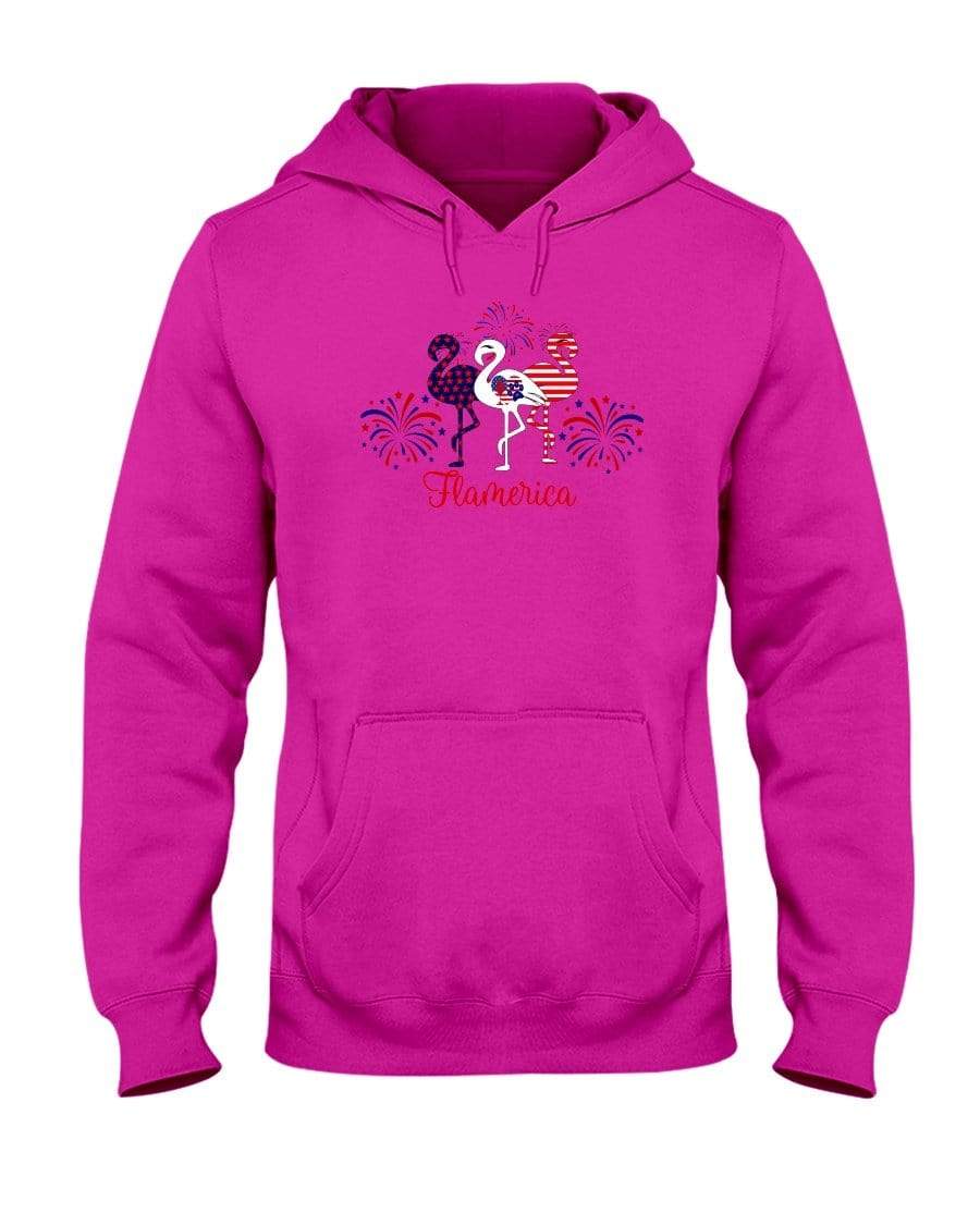 Sweatshirts Cyber Pink / S Winey Bitches Co "Flamerica" Patriotic Flamingo 50/50 Hoodie WineyBitchesCo