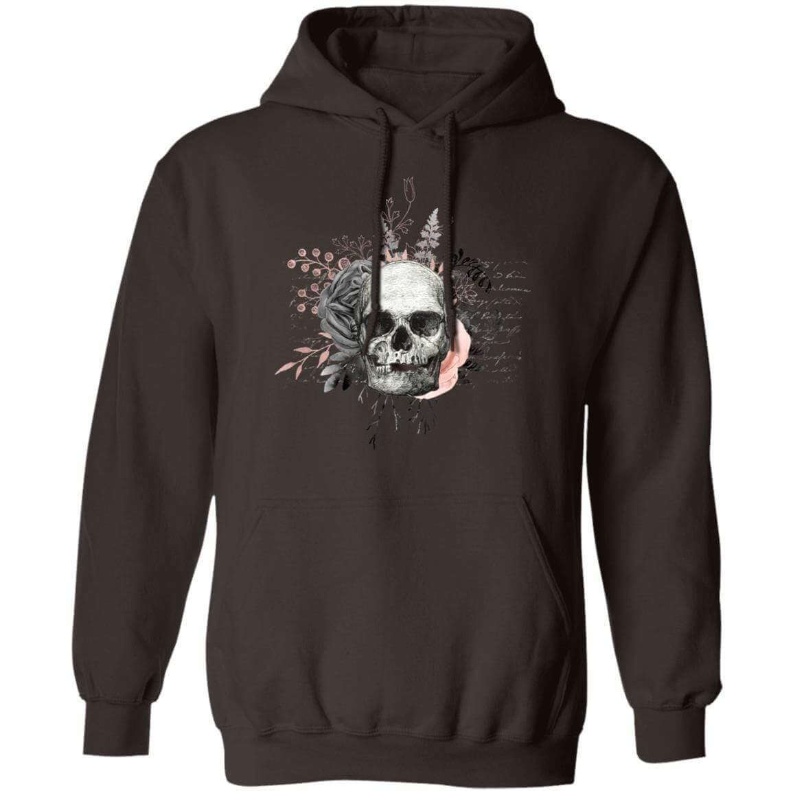 Sweatshirts Dark Chocolate / S Winey Bitches Co Floral Skull Design #4 Pullover Hoodie 8 oz. WineyBitchesCo