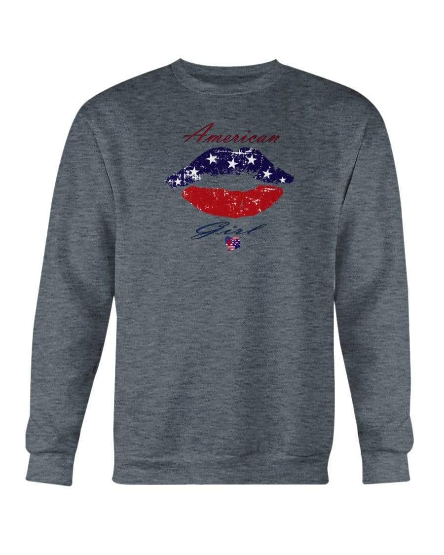 Sweatshirts Dark Heather / S Winey Bitches Co "American Girl" Sweatshirt - Crew WineyBitchesCo