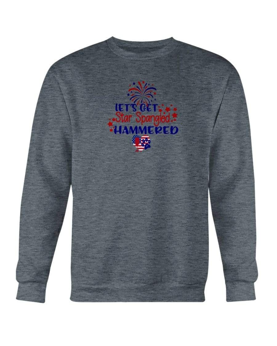 Sweatshirts Dark Heather / S Winey Bitches Co "Let's Get Star Spangled Hammered" Sweatshirt - Crew WineyBitchesCo