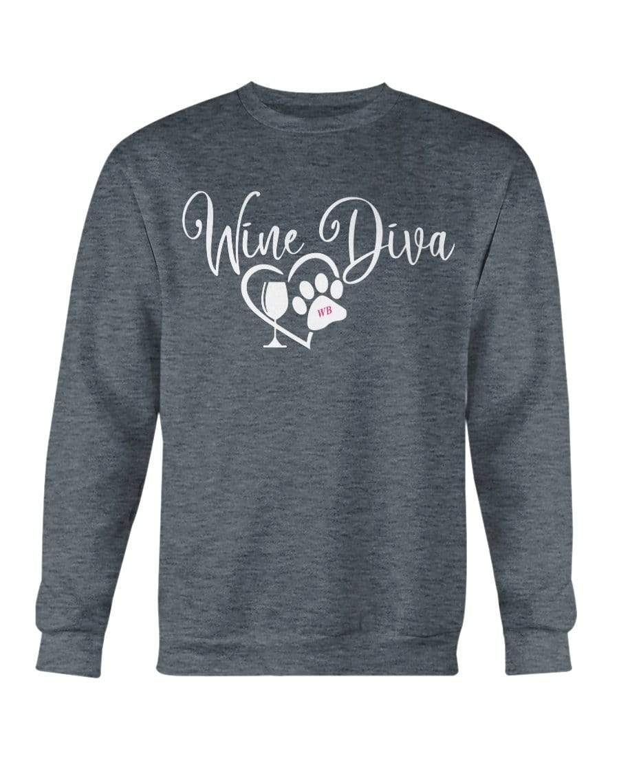 Sweatshirts Dark Heather / S Winey Bitches Co "Wine Diva 2" Sweatshirt - Crew WineyBitchesCo