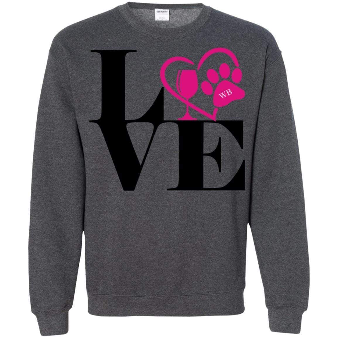 Sweatshirts Dark Heather / S WineyBitches.Co "Love Paw 2" Crewneck Pullover Sweatshirt  8 oz. WineyBitchesCo