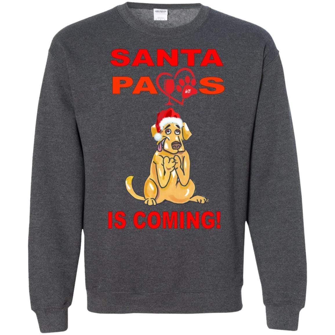 Sweatshirts Dark Heather / S WineyBitches.co "Santa Paws Is Coming" Crewneck Pullover Sweatshirt  8 oz. WineyBitchesCo