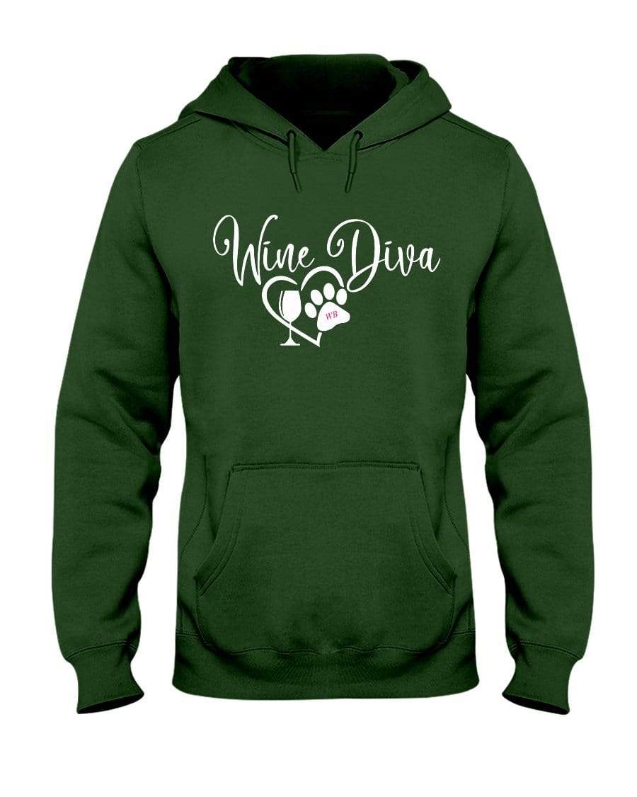 Sweatshirts Forest Green / S Winey Bitches Co "Wine Diva 2" 50/50 Hoodie WineyBitchesCo