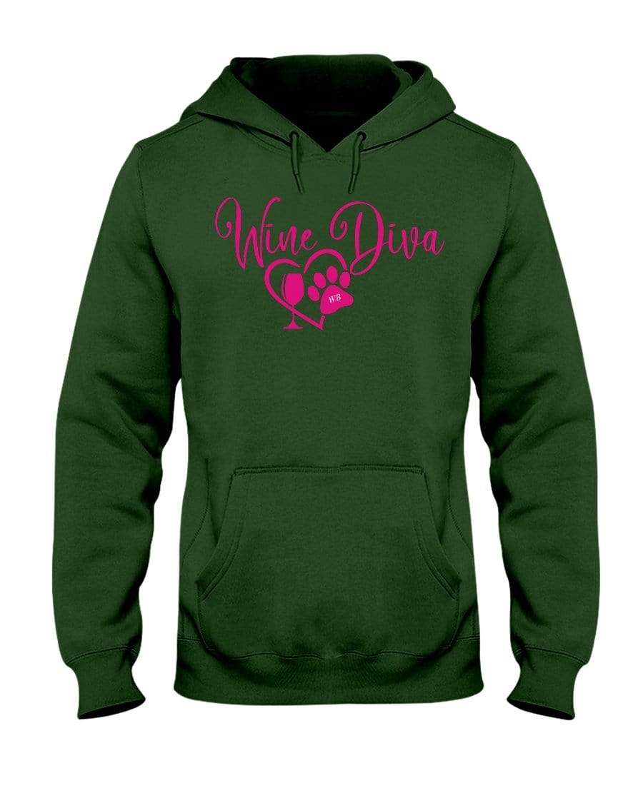 Sweatshirts Forest Green / S Winey Bitches Co "Wine Diva 2" 50/50 Hoodie WineyBitchesCo