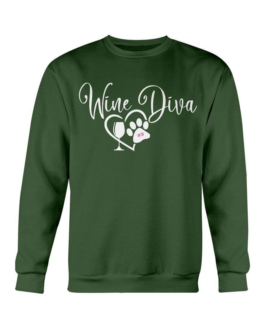 Sweatshirts Forest Green / S Winey Bitches Co "Wine Diva 2" Sweatshirt - Crew WineyBitchesCo