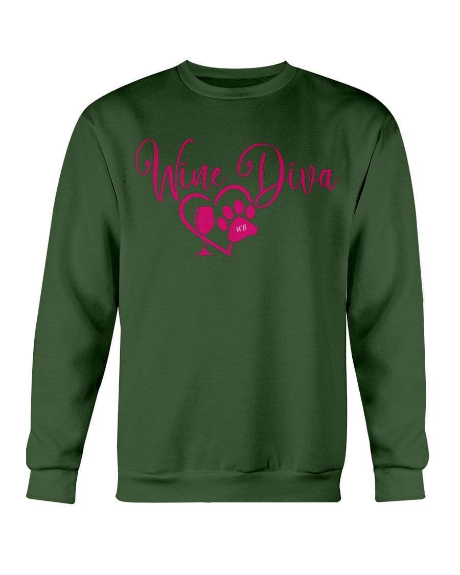 Sweatshirts Forest Green / S Winey Bitches Co "Wine Diva 2" Sweatshirt - Crew WineyBitchesCo