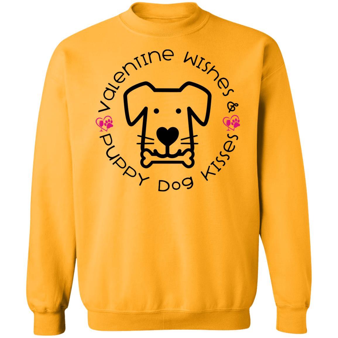Sweatshirts Gold / S Winey Bitches Co Crewneck 'Valentine Wishes and Puppy Dog Kisses" (Dog) Pullover Sweatshirt  8 oz. WineyBitchesCo
