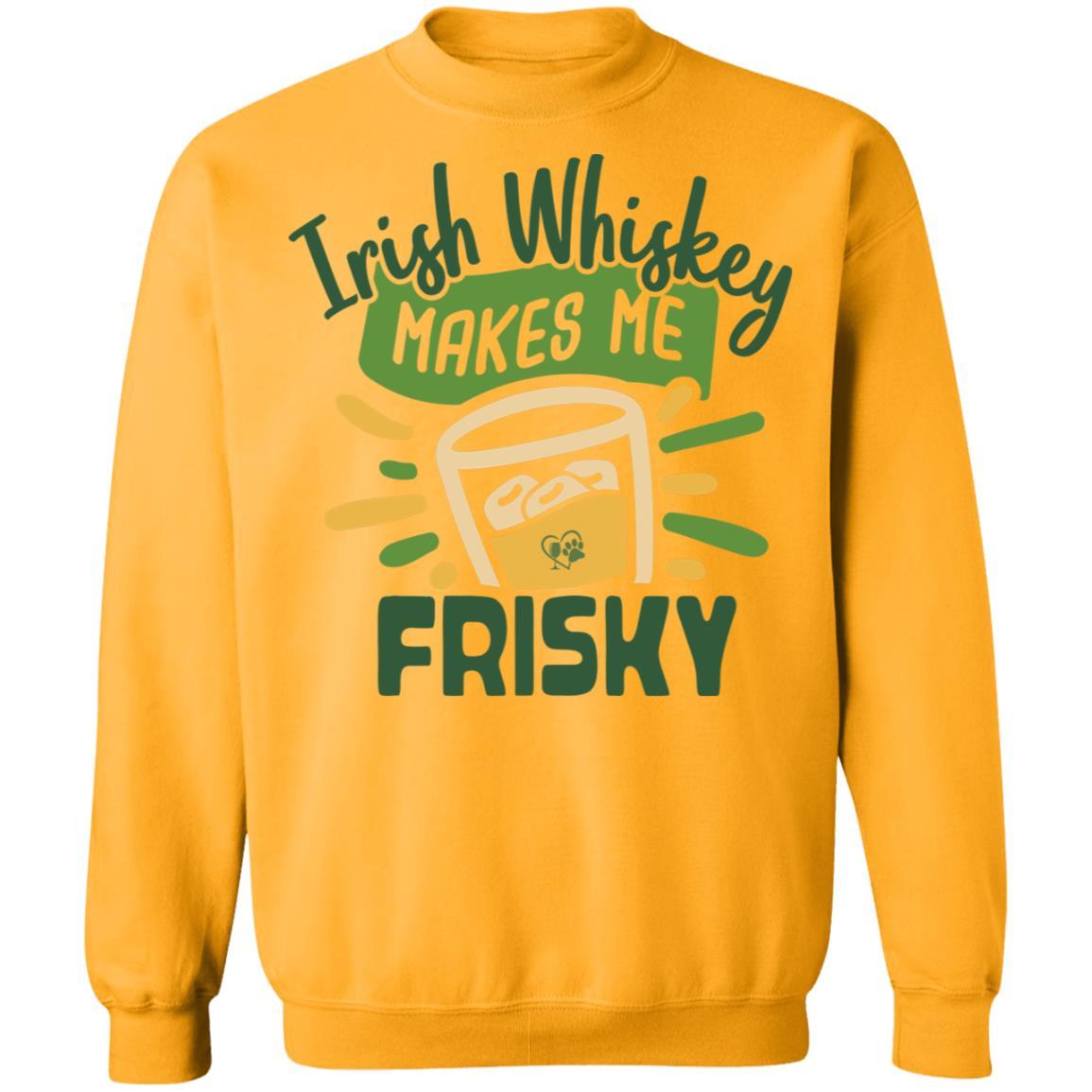 Sweatshirts Gold / S Winey Bitches Co "Irish Whiskey Makes Me Frisky" Crewneck Pullover Sweatshirt  8 oz. WineyBitchesCo